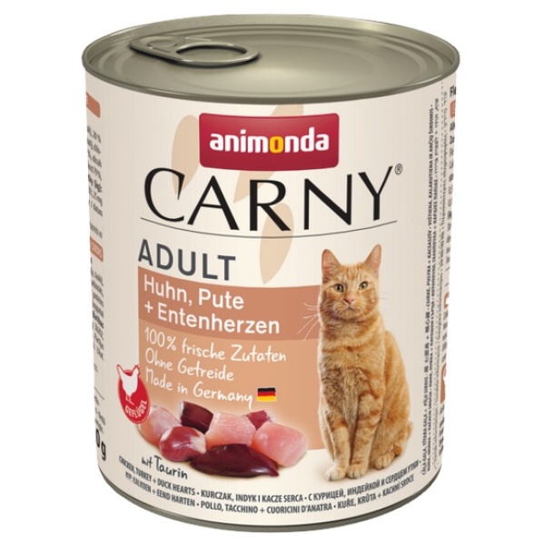 Animonda Carny Adult Kurczak, Indyk + Kacze serca puszka 800g