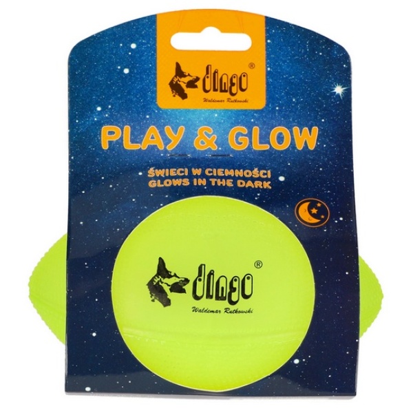 Dingo Zabawka dla psa - Piłka świecąca Play & Glow 14x8cm - obrazek 3