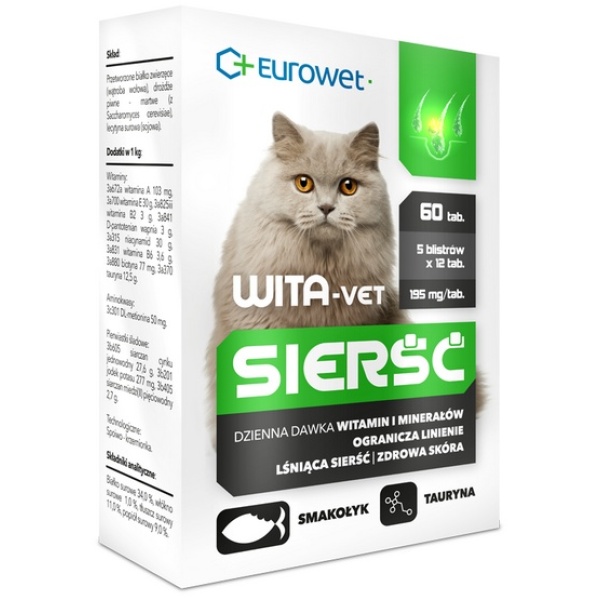 Wita-Vet Kot Sierść 60tabl. - obrazek 3