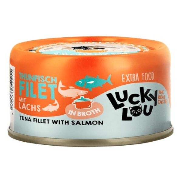 Lucky Lou Extrafood Tuńczyk & łosoś w bulionie puszka 70g