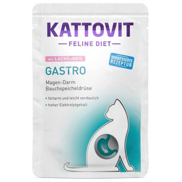 Kattovit Feline Diet Gastro łosoś i ryż saszetka 85g