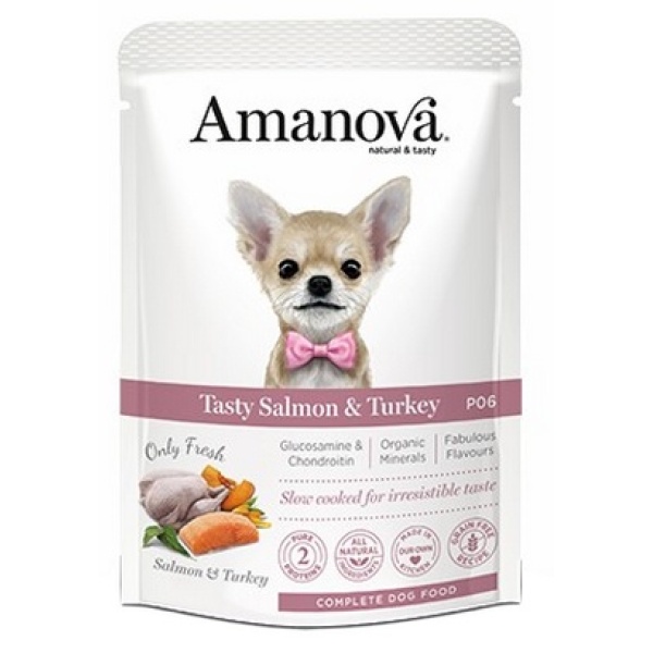 Amanova Dog Adult Tasty Salmon & Turkey - łosoś i indyk saszetka 300g [P06]
