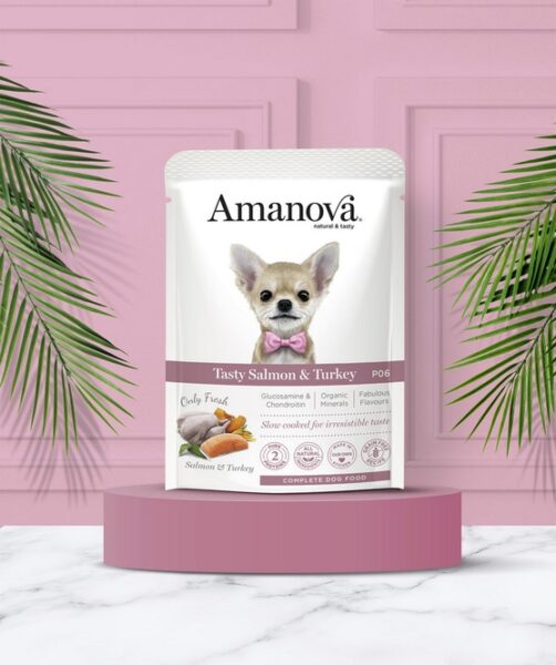 Amanova Dog Adult Tasty Salmon & Turkey - łosoś i indyk saszetka 300g [P06] - obrazek 4