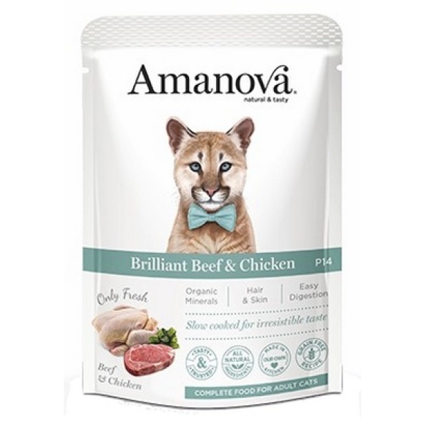Amanova Cat Brilliant Beef & Chicken - wołowina i kurczak saszetka 85g [P14]