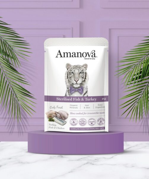 Amanova Cat Sterilised Fish & Turkey - biała ryba i indyk saszetka 85g [P12] - obrazek 4