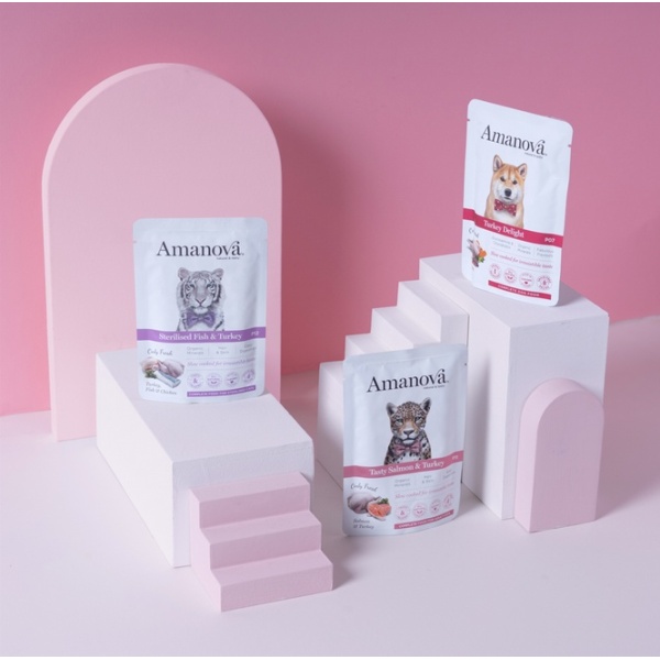 Amanova Cat Sterilised Fish & Turkey - biała ryba i indyk saszetka 85g [P12] - obrazek 6