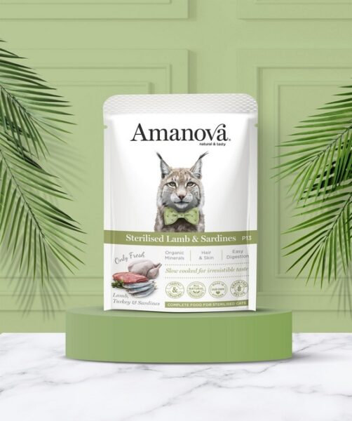 Amanova Cat Sterilised Lamb & Sardines - jagnięcina i sardynki saszetka 85g [P13] - obrazek 4