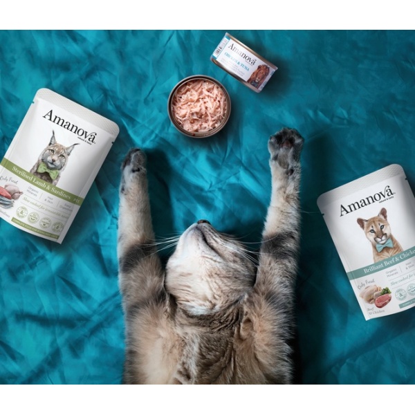 Amanova Cat Sterilised Lamb & Sardines - jagnięcina i sardynki saszetka 85g [P13] - obrazek 6