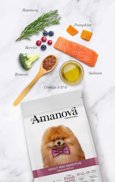 Amanova Dog Adult Mini Sensitive Salmon Deluxe - łosoś 7kg - obrazek 3