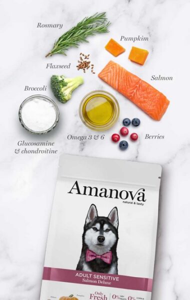 Amanova Dog Adult Sensitive Salmon Deluxe - łosoś 2kg - obrazek 3