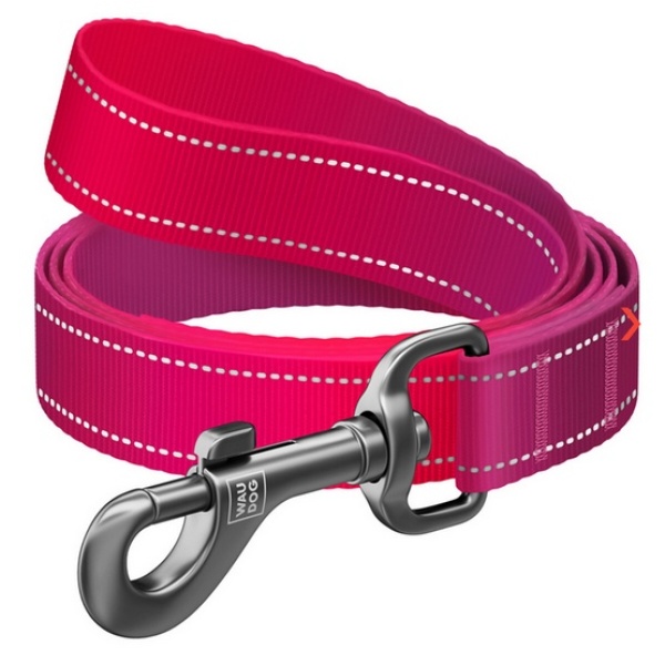 Collar WauDog Nylon Mono Smycz nylonowa odblaskowa S 15mm/200cm różowa
