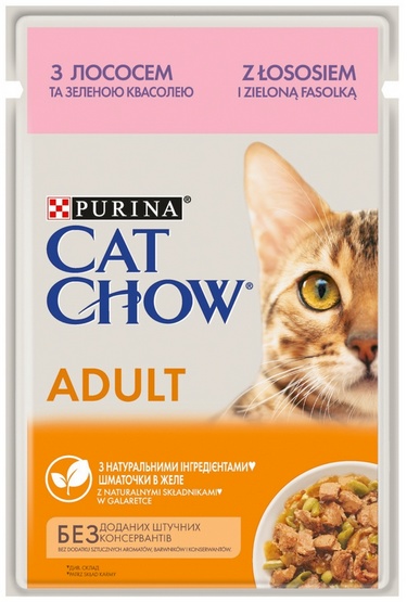 Purina Cat Chow Łosoś i zielona fasolka saszetka 85g - obrazek 2