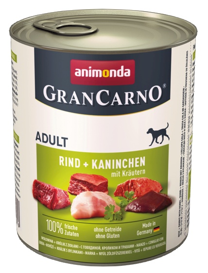 Animonda GranCarno Original Adult Rind Kaninchen Krautern Wołowina + Królik z Ziołami puszka 800g - obrazek 2