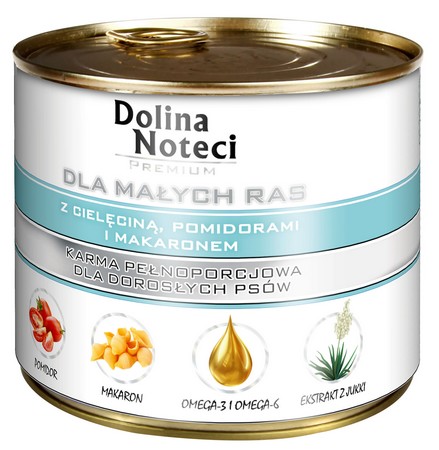 Dolina Noteci Premium Pies Mały Cielę, pomidor i makaron puszka 185g - obrazek 2