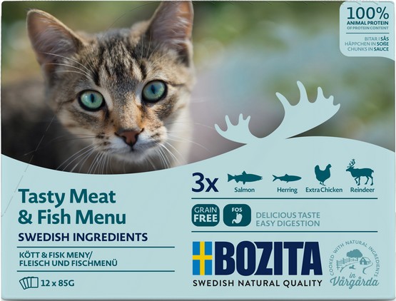 Bozita Cat Multibox z mięsem i rybą w sosie saszetki 12x85g - obrazek 2