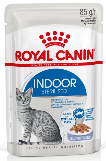 Royal Canin Indoor Sterilised Jelly karma mokra dla kotów dorosłych sterylizowanych, przebywających w domu saszetka 85g - obrazek 2