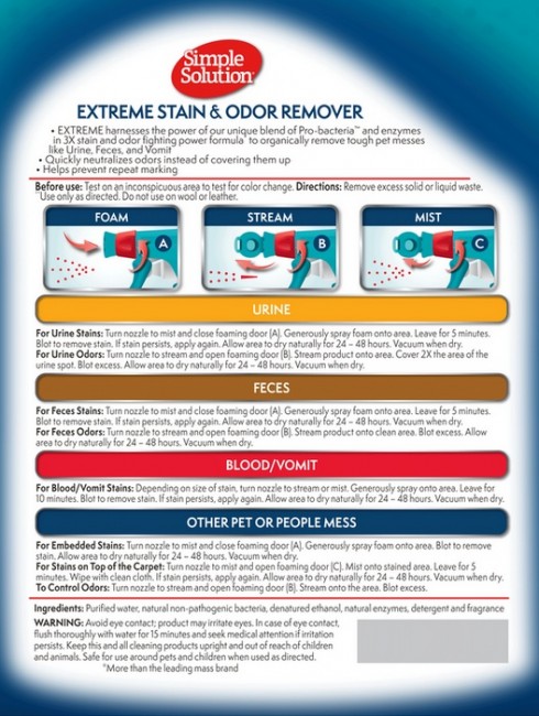 Simple Solution Extreme Stain & Odour Remover - preparat neutralizujący plamy i zapachy 954ml - obrazek 4