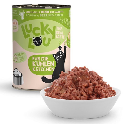 Lucky Lou Lifestage Kitten Drób i wołowina puszka 400g - obrazek 3