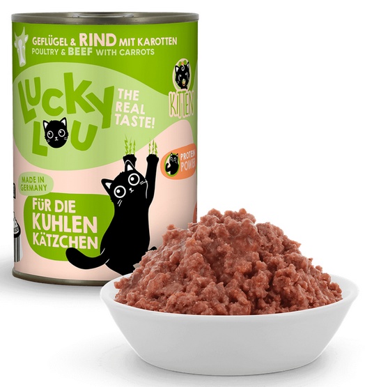 Lucky Lou Lifestage Kitten Drób i wołowina puszka 400g - obrazek 5