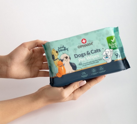 Opharm Dogs & Cats Pet Wipes - chusteczki nawilżane dla psa i kota 48szt - obrazek 3