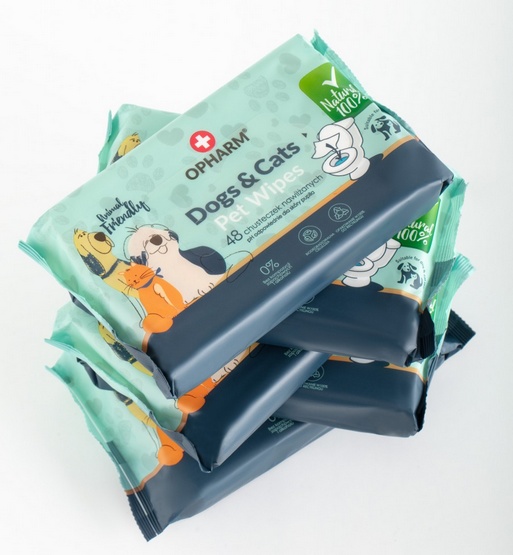 Opharm Dogs & Cats Pet Wipes - chusteczki nawilżane dla psa i kota 48szt - obrazek 4