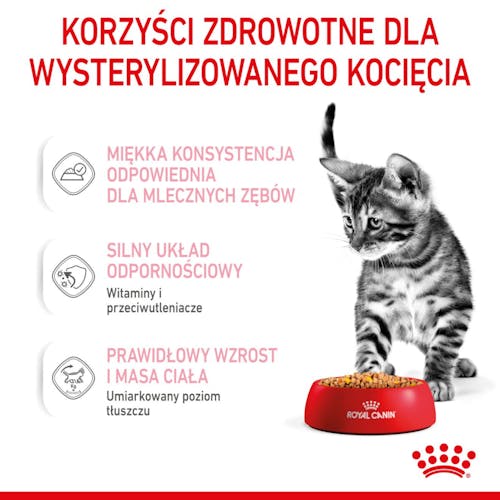 Royal Canin Kitten Sterilised karma mokra w galaretce dla kociąt od 6 do 12 miesiąca życia, sterylizowanych saszetka 85g - obrazek 2