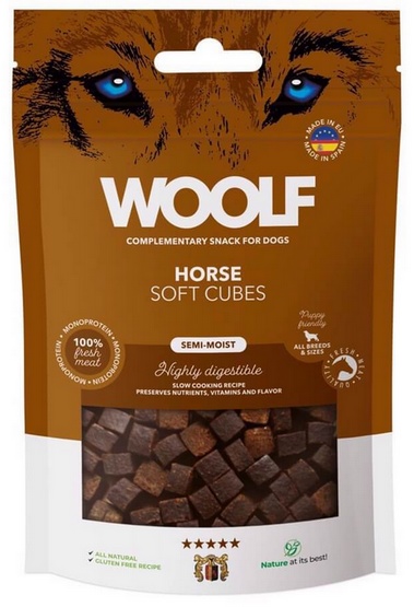 Woolf Soft Cubes Monoprotein Horse 100g - obrazek 2