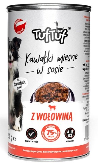 TUF TUF Kawałki mięsne z wołowiną dla psa puszka 415g - obrazek 2