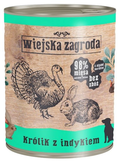 Wiejska Zagroda Królik z indykiem puszka 800g - obrazek 2
