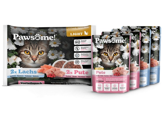 Pawsome Adult Light Lachs/Pute - łosoś/indyk saszetki 4x85g - obrazek 2