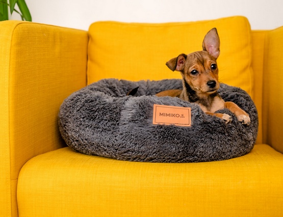 MIMIKO Pets Legowisko Shaggy okrągłe M 45cm grafitowe - obrazek 2