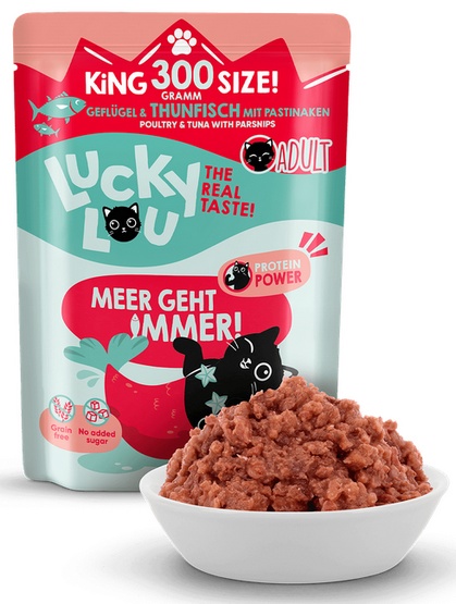 Lucky Lou Lifestage Adult Drób i tuńczyk saszetka 300g - obrazek 4