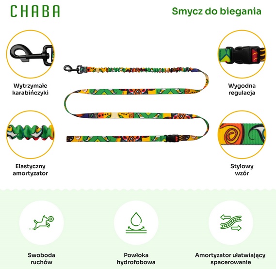 CHABA Smycz z amortyzatorem do biegania Story III L 25mm/280cm Jumbo - obrazek 3