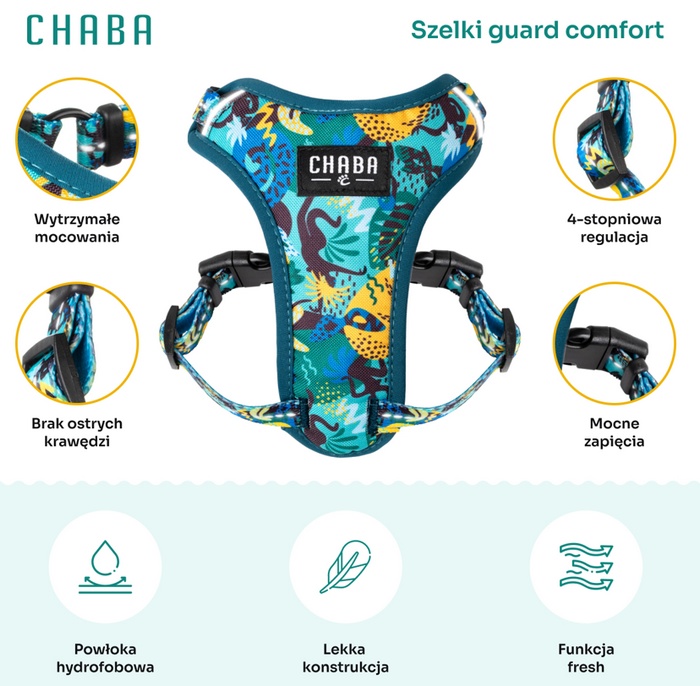 CHABA Szelki Guard Comfort Story III bezuciskowe S 1,6cm Carnival - obrazek 4