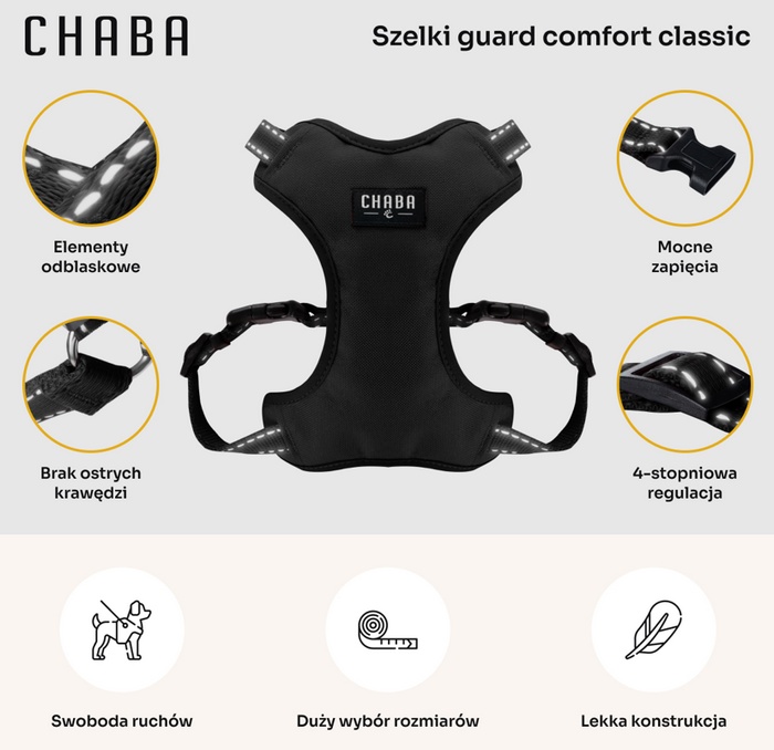 CHABA Szelki Guard Comfort Classic L czarne - obrazek 3