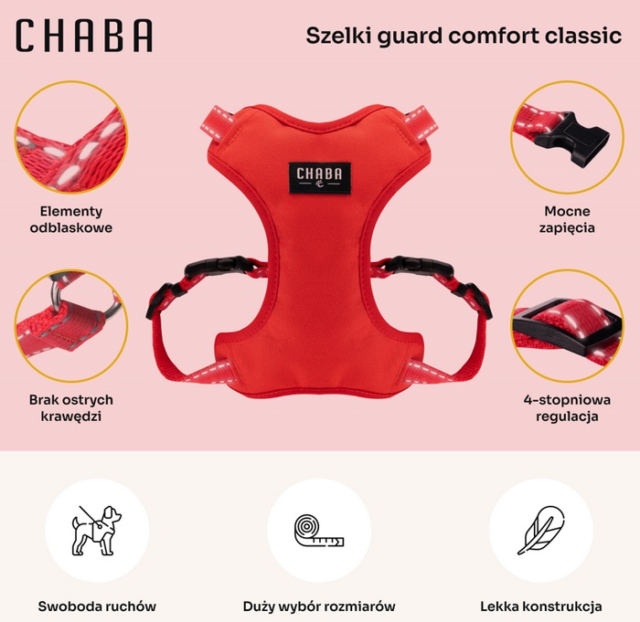 CHABA Szelki Guard Comfort Classic XL czerwone - obrazek 3