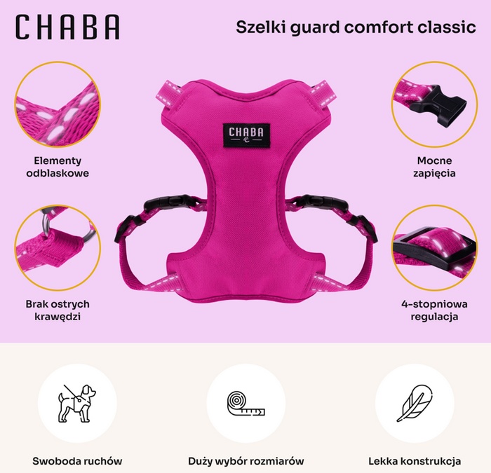 CHABA Szelki Guard Comfort Classic L fuksja - obrazek 3