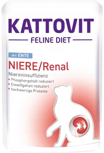 Kattovit Feline Diet Niere/Renal kaczka saszetka 85g - obrazek 3