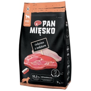 Pan Mięsko Karma sucha dla psa - cielęcina i indyk chrupki XL 9kg