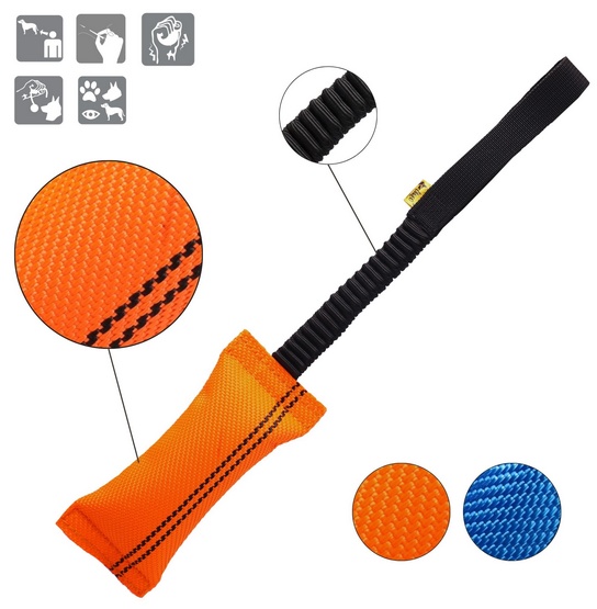 Dingo Zabawka dla psa - Szarpak z węża strażackiego z rączką bungee pomarańczowy - obrazek 2