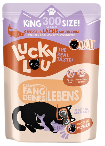 Lucky Lou Lifestage Adult Drób i łosoś saszetka 300g - obrazek 5