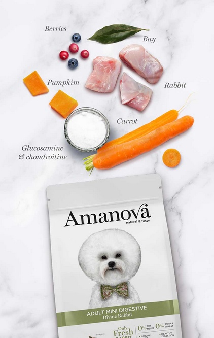 Amanova Dog Adult Mini Digestive Divine Rabbit - królik 800g - obrazek 2