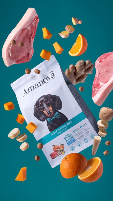 Amanova Dog Adult Mini Exigent Iberian Pork - wieprzowina 7kg - obrazek 2