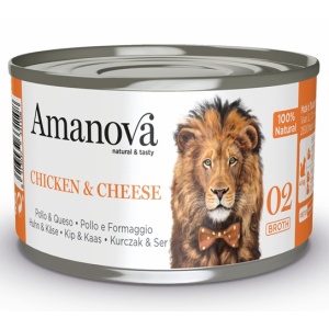 Amanova Cat Chicken & Cheese - kurczak i ser w bulionie puszka 70g [02]