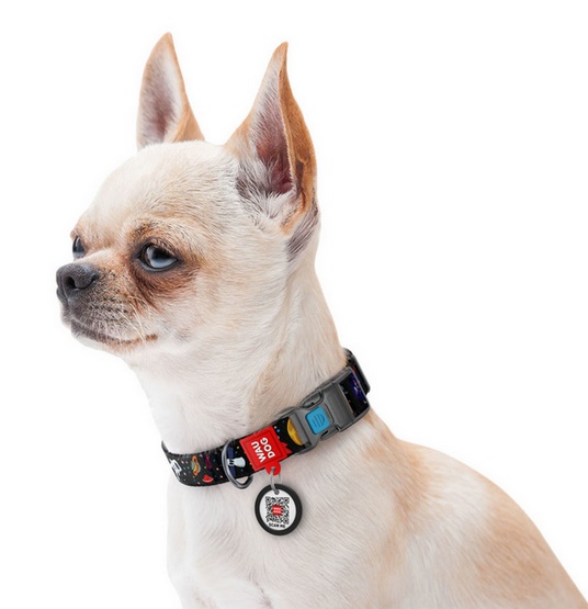 Collar WauDog Nylon Obroża nylonowa z QR-paszportem, plastikowy fastex, wzór NASA, 25mm/37-58cm - obrazek 3