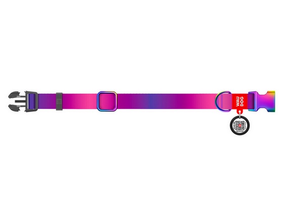 Collar WauDog Recycled Obroża nylonowa z QR-paszportem, gradient XL 25mm x 37-58cm fioletowy - obrazek 2