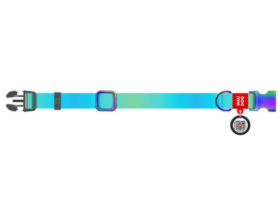 Collar WauDog Recycled Obroża nylonowa z QR-paszportem, gradient L 25mm/33-49cm niebieski - obrazek 2