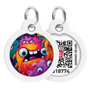 Collar WauDog Smart ID Zawieszka z QR-paszportem okrągła 3cm zębate potwory