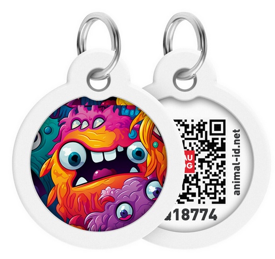 Collar WauDog Smart ID Zawieszka z QR-paszportem okrągła 3cm zębate potwory