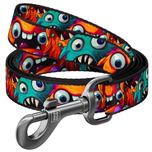 Collar WauDog Nylon Smycz nylonowa S 15mm/200cm, wzór ZĘBATE POTWORY